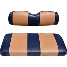 EZGO TXT 교체용 골프카트 좌석 커버 스테이플 온 설치용 - 2개 세트 프리미엄 마린 비닐 5개 패널 스티칭 투톤 블랙 차콜, 파랑 & 황갈색