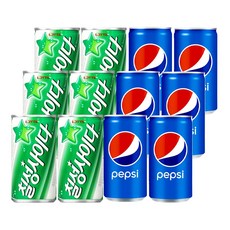 칠성사이다 + 펩시 미니캔 혼합 12개, 190ml