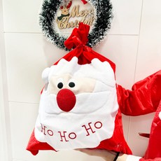 聖誕老人造型禮物袋 Ho Ho Ho 束口禮品收納袋 聖誕節裝飾, 紅白色聖誕老人, 1個