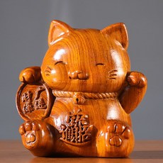 黑檀木 花梨木 紅花梨木 招財貓 擺件 整木精雕, 如圖所示, 1個
