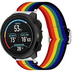 SUUNTO OCEAN 밴드와 호환 가능 20mm 22mm 스트레치 엘라스틱 나일론 조절식 교체 스트랩 액세서리 남녀용 RACE S 버티컬 9 Peak PRO 5 3 스마트워치, 22mm size band, Dark rainbow