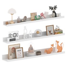 Olivet 벽걸이 수납 선반 원목 벽걸이형 다용도 수납 선반, 흰색, 3단