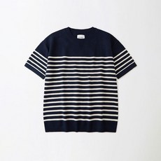 아웃스탠딩 HS CREW NECK STRIPE KNIT_NAVYIVORY 381115