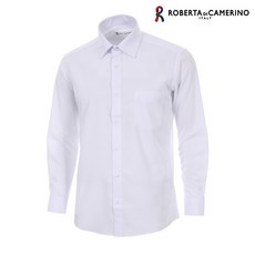 로베르타디까메리노 남성용 TR 일반핏 화이트 솔리드 셔츠 RR0-308-1