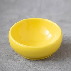 無印陶瓷貓碗狗碗, 1個, 胖呼呼斜口碗（黃色）
