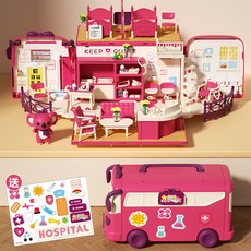 【台灣出貨】考拉日記女孩過家家玩具房車迷你娃娃屋兒童百變旅行巴士玩具屋, 考拉救護車（標配1考拉）, 1個