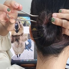 가온로그 올림머리 헤어 메탈 유핀 비녀 은 뒤꽂이비녀