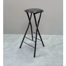 접이식 높은의자 식탁 가정용, 1인용, 70cm 부드러운 쿠션 올블랙