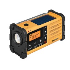 SANGEAN 防災收音機 手搖太陽能充電 LED照明 警報器, 黃色, MMR-88