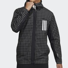 adidas 愛迪達 格紋防風外套 黑色