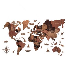 HO Life 3D木製立體世界地圖 L號 150x90公分 附國旗圖釘, 1個, L號【1500x90公分】+291圖釘