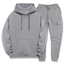 ILLUSO 柔軟刷毛連帽工裝束口運動服上下衣套裝