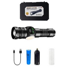 [리뷰사은품] 동급최강밝기 엘마운틴 30W 화이트레이져 LED 손전등+1200배터리+케이스 C타입 충전식 후레쉬, 1개