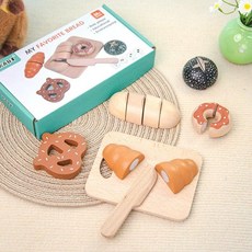 역할 놀이 나무 디저트 빵 절단 세트 주방 음식 게임 학습 교육 장난감 선물