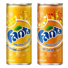 오렌지맛 탄산음료 / 파인애플맛 과일향 캔 음료수 세트 벌크 단체 박스 음료 묶음 업소용, 1개, 250ml