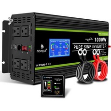 노포팔 1500와트 순수 사인파 전력 인버터 DC 12V에서 110V/120V 변환기 4개 AC 아웃렛 차량용 USB 포트 16.4피트 리모컨 및 LCD 디스플레이, 1000W12V
