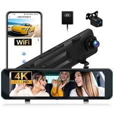 10인치 4K 자동차 백미러 카메라 미러 대시 캠 백업 카메라 자동차 및 트럭용 전면 및 후면 뷰 듀얼 카메라 야간 시야 주차 보조 ADAS BSD LCA