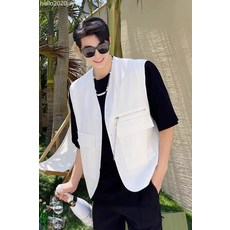 韓國ins馬甲背心男士韓版潮流帥氣時尚坎肩無袖外套寬鬆外搭上衣