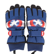 美國隊長兒童手套滑雪滑雪板蹣跚學步的孩子孩子男孩小學板雪橇加厚冬季手機智能觸控手指手套