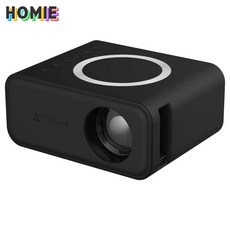 HOMIE 초고화질 스마트 미니 빔프로젝터 4K 자동초점 가정용 캠핑용, 블랙