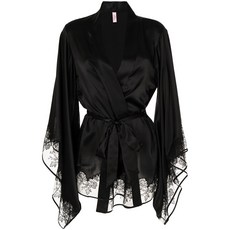 아장프로보카퇴르 실크 플로럴 아플리케 이브닝 드레스