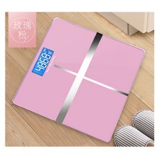 【隔日到貨免運費！高靈敏傳感器 精確穩定】智能LED精準數據體重計 鋼化玻璃 圓角設計 防爆 體重秤 體重機 電子秤 準, 1個, 粉色