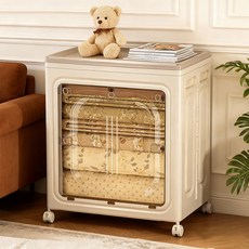 대용량 접이식 리빙박스 다용도 이동식 폴딩 박스 이불 옷 보관용 수납장 156L, 1개, 투명