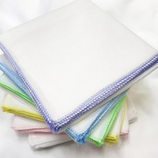 무지 가제(거즈) 손수건 10장 (블루 테두리)