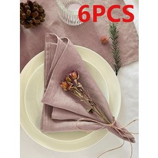 리넨 폴리에스터 단색 냅킨은 레스토랑 주방 테이블 휴일 파티 장식에 적합합니다, 1개, 1개, 1. Pink 6pcs
