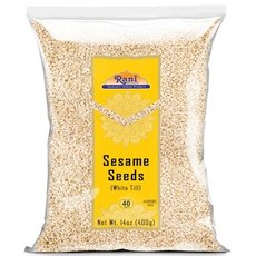 라니 참깨 통 흰색 껍질 벗긴 (틸) 400그램 ~ 올 내 Rani Sesame Seeds Whole White Hulled (Till) 14oz (400gm) ~ All Na, 하얀색, 14온스(1팩), 1개