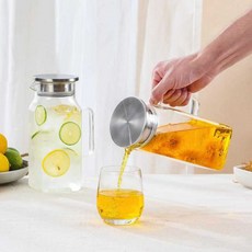高硼硅玻璃涼水壺家用餐廳大容量可隔熱加厚果汁壺高級感冷飲壺, 1個, 1200ml方形壺珍珠棉包裝:支持代發(免費貼標), 1L