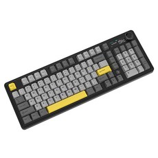 에이재즈 AK980 V2 3모드 스크린 RGB DIY 무선 키보드, 블랙 + 그레이 + 옐로, 마이야르 축, 제조사축