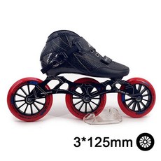 ZICO Original Speed 인라인 롤러 스케이트 3x125 또는 4 바퀴 탄소 섬유 전문 레이싱 스케이트 성인 Pati, 06 Black Red_12 46, 1개