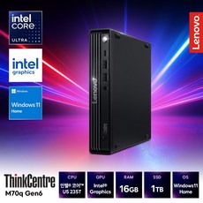 레노버 미니PC 씽크센터 M70q Gen6 울트라5 235T 초소형 데스크탑, 13A4S00200, WIN11 Home, 1TB, 16GB, 블랙