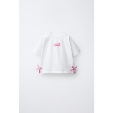 국내배송 자라 ZARA 깅엄 체크 리본 티셔츠 - 스크래치 화이트 970627