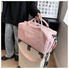 旅行包女大容量健身包男乾溼分離運動包輕便手提行李包短途旅遊包, 粉色【可套拉桿】, 1個