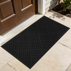 91.4 x 3m(3 x 10피트) 상업용 튼튼한 입구 러그 비즈니스 입구 및 차고용 산업용 미끄럼 방지 도어 매트 고무 뒷면이 있는 방수 워크오프 매트 교통량이 많은 실, 블랙