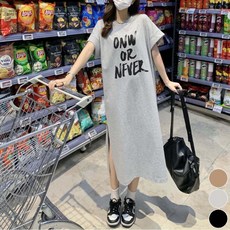 (스타일하우스)원피스 OPS 편한 여자 데일리 반팔 롱원피스 레터링 포인트