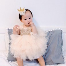 FADOBABY 女童公主裙 刺繡網紗澎澎蛋糕裙