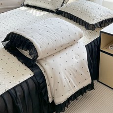 2025新款乳膠涼席床裙款四件套夏季冰絲夏被空調軟席子涼墊可機洗, 夏日幸福【涼而不冰加厚乳膠】,2.0m床裙+2.0m花邊夏被+2只枕套