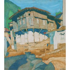 Blue House on Mt. Parnassus 아트포스터 감성선물, 그림만(매트지), 42x47.73
