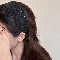 韓國簡約波點寬邊髮箍女款外戴洗臉壓髮髮卡百搭高顱頂髮飾, 1個, 黑色