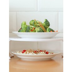 전자레인지 회전판 트레이 2단 손잡이 원형 내열 플라스틱 다용도 용기 받침대 그릇 접시, 1개