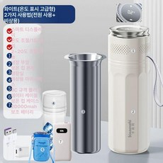 휴대용 인슐린 냉장고 보냉 차량용 냉각기 디스플레이형, 코코넛밀크화이트 듀얼모드 디럭스 2-in-1, 1L