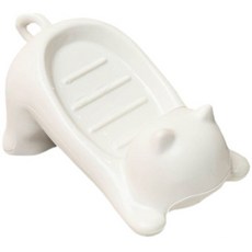 可愛貓咪造型瀝水肥皂盒，浴室瀝水肥皂架，創意貓咪肥皂收納盒, 白色, 1個