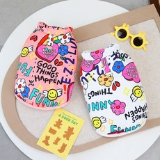 조끼 기모 겨울 외출복 패딩 컬러풀 귀여운 강아지 56334ea 1(PC), M, 핑크