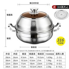 德國蒸鍋 不鏽鋼316 食品級 家用 大容量 多層蒸煮鍋, 1個, 28CM單層蒸鍋