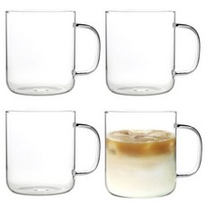 Bestra 홈카페 내열유리 머그컵 500ml, 투명, 4개