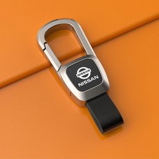 프리미엄 천연 가죽 키링 남성용 자동차 열쇠고리, 1개, 닛산-실버