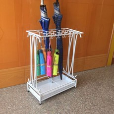 臺灣出貨 傘架傘桶 雨傘架 雨傘收納架 雨傘桶 門口放雨傘架酒店大堂家用敎室學校鐵藝雨傘收納架掛傘折疊傘架子, 60高18孔20鉤白色, 1個